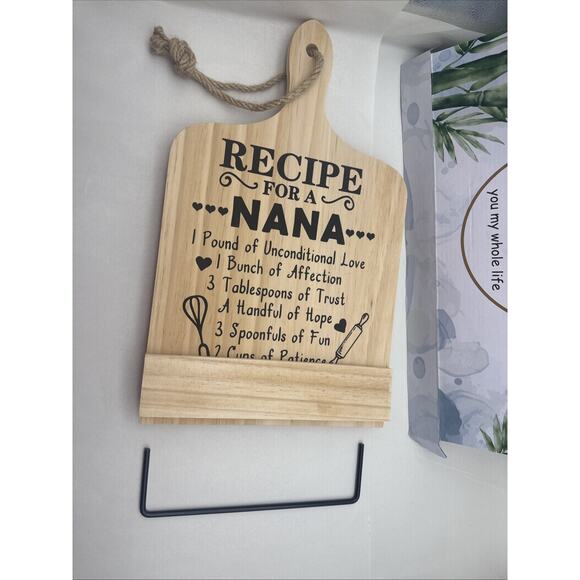 Nana Gifts, Foldable Wooden Cookbook Stand for Grandma, Unique Recipe Stand READ - Picture 9 of 14